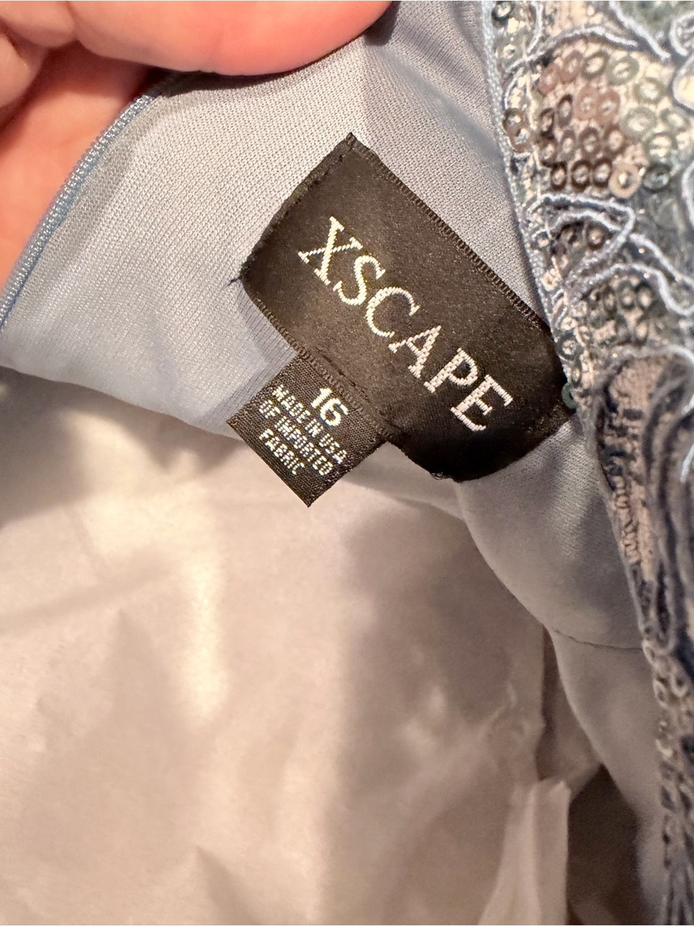 Xscape Size 16 Blue Sequin Lace Formal Gown Maxi Dress - Picture 11 of 16
